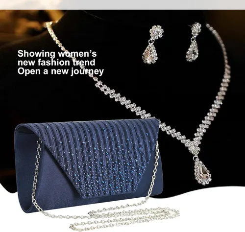Vista 4 de Eshow Bolso de mano para mujer, bolso de noche, diseño de lentejuelas con cuentas vintage, bolsa de diamantes de imitación para boda, fiesta