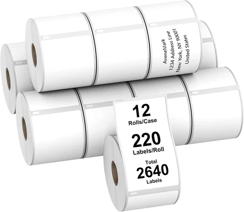 Vista 9 de Etiquetas térmicas directas compatibles de 1-1/8" x 3-1/2" para DYMO 30252 – 24 rollos, 8400 unidades – Etiquetas de dirección, código de barras