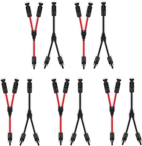 Vista 10 de Conectores solares en Y, adaptador paralelo de cable de 10AWG para panel solar (Rojo y Negro)