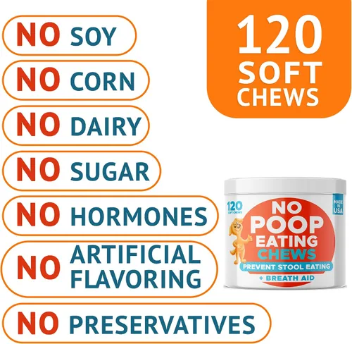 Vista 5 de Chew No Poo - Tratamiento de coprofagia para perros - Previene el consumo de caca de perro - Disuasorio natural para comer heces + ayuda