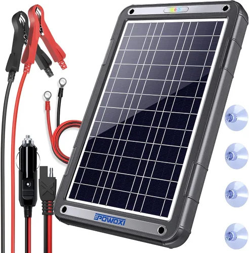 Vista 11 de POWOXI Cargador de Mantenimiento Solar Magnético de 10W 12V para Batería por Goteo, Controlador de Carga Inteligente MPPT Integrado, Cargador Solar