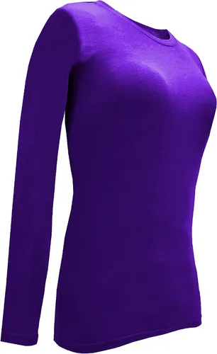Vista 165 de Natural Uniforms Camiseta Under Scrub para mujer, cuello redondo, manga larga, paquete de 3, paquete múltiple de 3