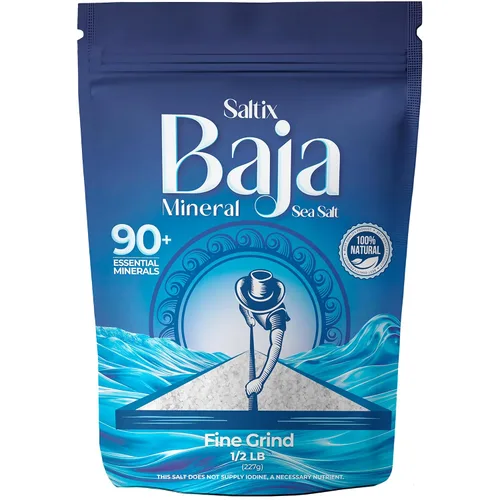 Vista 10 de Saltix Baja Mineral - Salero de mar mineral, molido fino, 10 onzas (10.05 oz), más de 400 porciones (paquete de 2) - 100% natural y sin refinar, más
