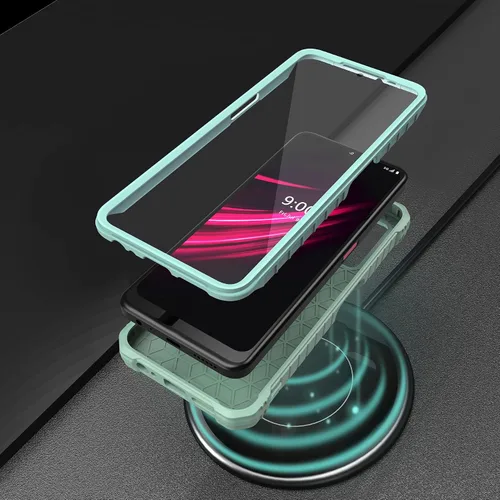 Vista 6 de ExoGuard Funda para T-Mobile REVVL V Plus 5G, funda de goma a prueba de golpes de cuerpo completo, protector de pantalla integrado y soporte Verde