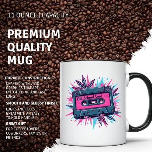 Vista 4 de Taza de café divertida, diseño de cassette para amantes de la música retro, nostalgia musical de los años 80, taza única para músicos, taza