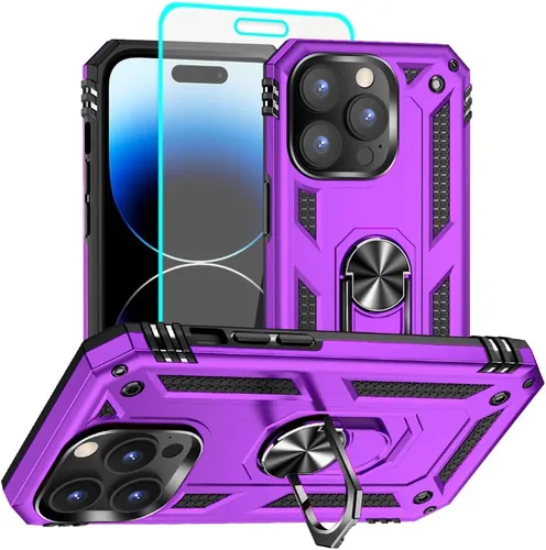 Vista 43 de Funda para iPhone 12/12 Pro, grado militar, anillo a prueba de golpes, verde militar