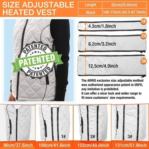 Vista 4 de ARRIS Womens Heated Vest, Size Adjustable 7.4V Electric Warm Vest with Battery Pack
