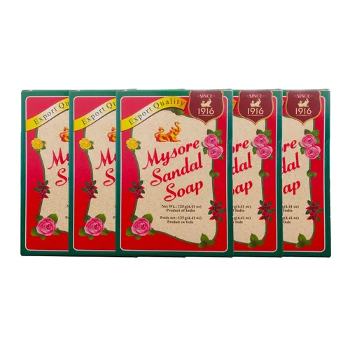 Vista 2 de Mysore Sandal Jabón 4.41 oz (125 gramos) Caja (paquete de 5)
