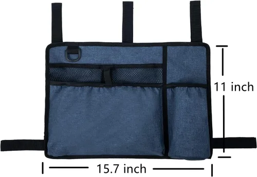 Vista 2 de Bolsa de cesta para andador Carooo con portavasos, adecuada para andadores plegables para adultos, organizador para rodantes, bolsa
