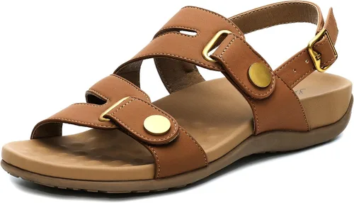 Vista 10 de Littleplum Sandalias ortopédicas para mujer, con soporte de arco, cómodas, planas, ajustables, para caminar, verano, playa