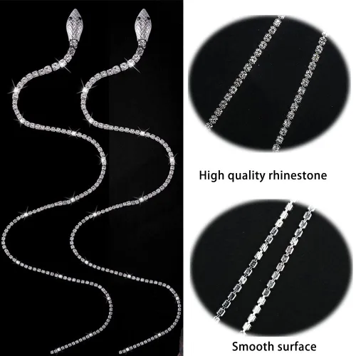 Vista 4 de 2 cadenas de pelo de serpiente con diamantes de imitación brillantes, diadema de cristal con borla larga, accesorios para el cabello, joyas, pinzas
