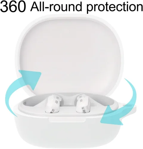 Vista 3 de Compatible con redmi Buds 4 Lite - Funda protectora a prueba de golpes, compatible con carga inalámbrica (negro-blanco)