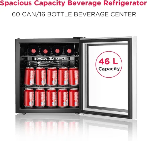 Vista 3 de Frigidaire EFMIS164 Refrigerador para bebidas con puerta de vidrio, capacidad para 60 latas