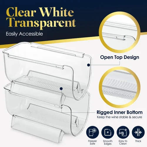 Vista 5 de Homeries Organizador de botellas de vino y agua, estante apilable para encimeras de cocina, mesa, despensa, refrigerador, bares, acrílico, estante