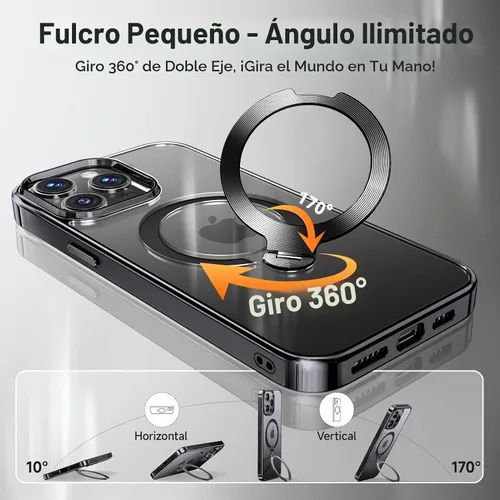 Vista 2 de [Protección Tri-Shield] Funda para iPhone 13 Pro con soporte giratorio de 360° compatible con MagSafe [anillo magnético de CD)