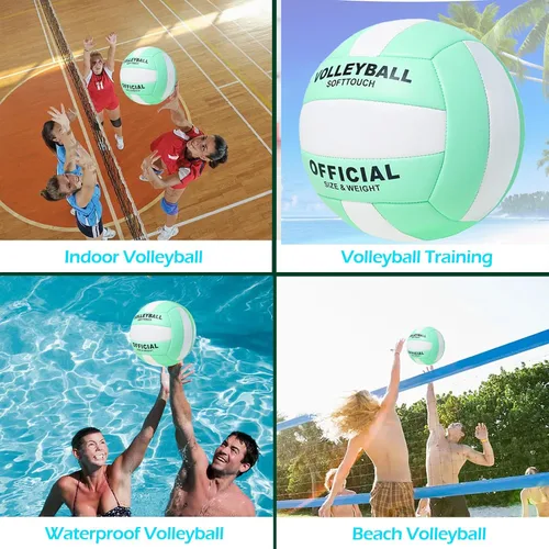 Vista 6 de ZLY Balones de voleibol, tamaño oficial 5 para interiores y exteriores, pelotas de voleibol suaves al tacto para playa, juego de entrenamiento