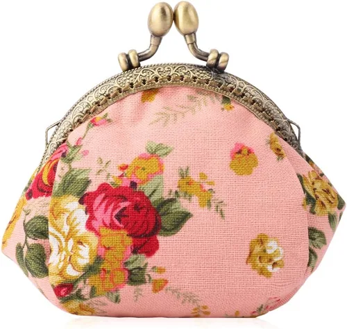 Vista 11 de Oyachic Monedero floral, lindo monedero con cambio de flores, billetera vintage con cierre, bolsa para mujeres y niñas Negro