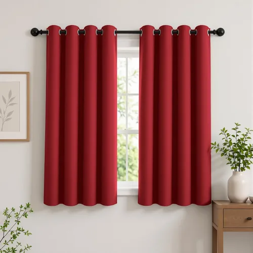 Vista 75 de Cortinas de oscurecimiento de habitación de 45 pulgadas de largo para dormitorio y sala de estar, cortinas térmicas aislantes con ojales