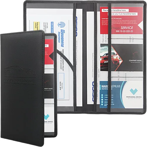 Vista 13 de Soporte para registro y seguro de automóvil, soporte de cuero prémium para seguro y registro, organizador de automóvil con cierre magnético