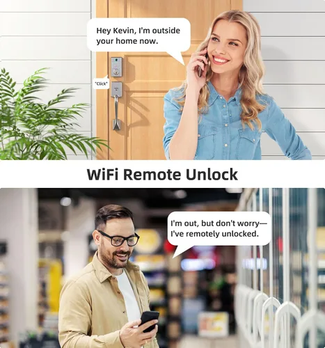 Vista 4 de Juego de cerradura de puerta inteligente WiFi: cerrojo de entrada sin llave HEANTLE con asa, cerrojo de huella dactilar, teclado digital