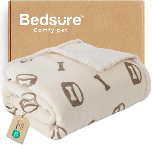 Vista 22 de Bedsure - Mantas impermeables para perros pequeños - Manta de felpa de sherpa con impresión suave lavable para perros y gatos, protector de muebles
