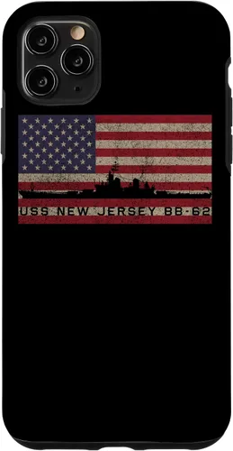 Vista 11 de Funda para iPhone 12 Pro Max USS New Jersey BB-62 WW2 de la bandera estadounidense de EE.UU.