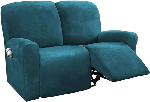Vista 20 de Funda de terciopelo elástico para sofá reclinable de 1, 2 y 3 asientos, funda de sofá de color liso para mascotas, fundas para sofá de color liso