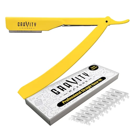 Vista 11 de Kit de afeitado manual GRAVITY RAZORS Profesional – Exposición Ultra, Incluye 10 Hojas Premium, 2mm Expuestas, Negro Mate