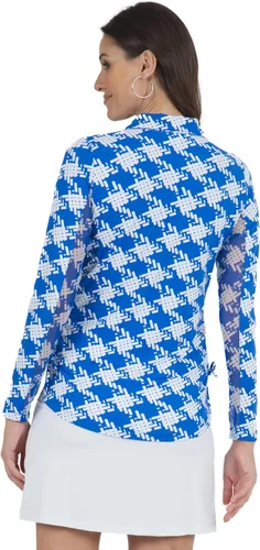 Vista 7 de IBKUL Athleisure Wear - Polo de manga larga con protección solar UPF 50+ Icefil Cooling Kimberly Print de longitud ajustable - 48376