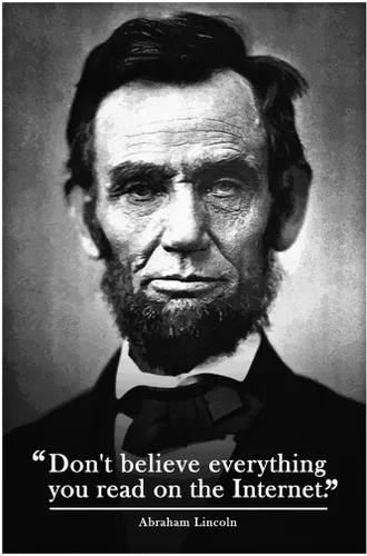 Vista 2 de Laminated Abraham Lincoln Poster Funny Classroom Posters Dont Believe Everything You Read On The Internet History Poster High School Decor Poster
