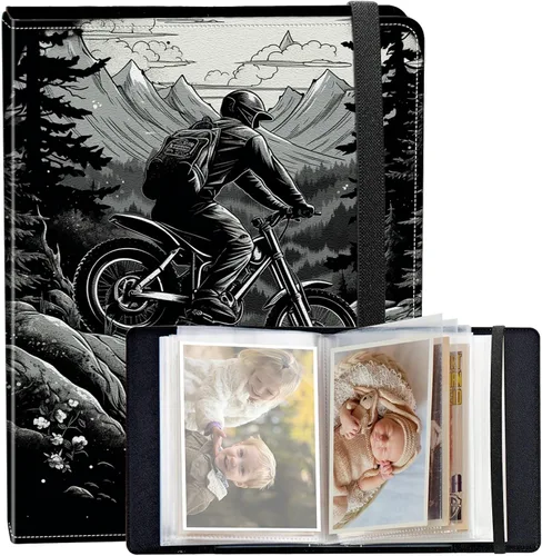 Vista 36 de Álbum de fotos de 3.5 x 5 pulgadas, cubierta de piel sintética de pequeña capacidad, mini álbum de fotos de águila americana de 3.5 x 5 con banda