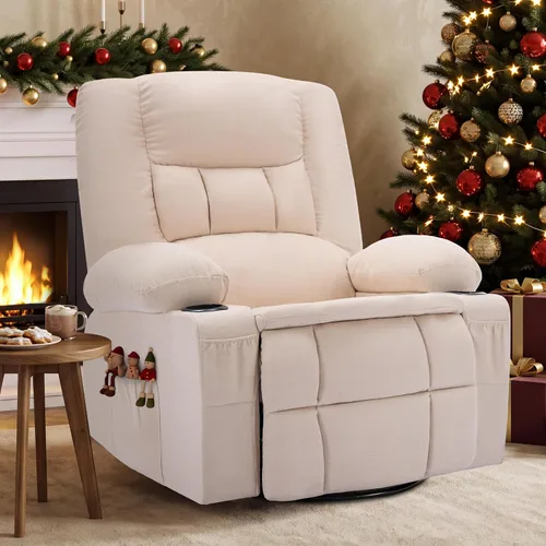 Vista 16 de Rocker - Silla reclinable con masaje y calor, silla reclinable para adultos Beige