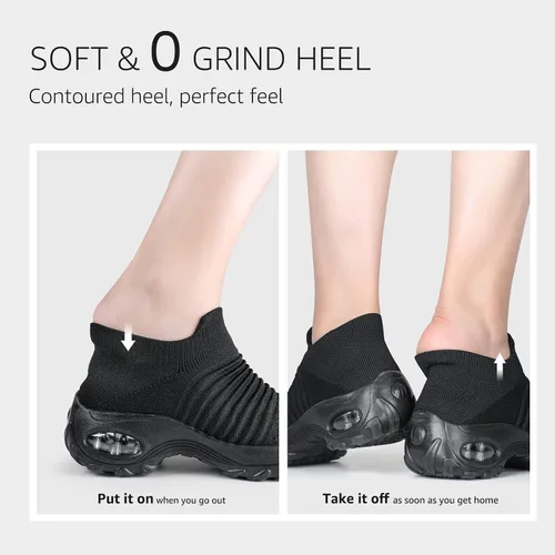 Vista 3 de STQ - Tenis para caminar, sin cordones, de malla transpirable, cómodos, a la moda, mocasines con plataforma de cuña para mujer