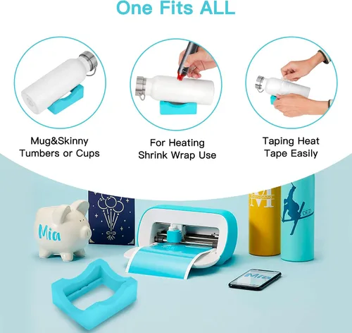 Vista 4 de Base de silicona para vaso con ranura integrada, soporte para vasos para manualidades, para aplicar calcomanías de vinilo para vasos y alineación