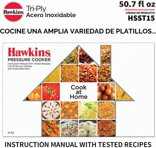 Vista 10 de HAWKINS Olla a presión de acero inoxidable triple, con tapa interior y cocina de inducción (HSST15) 1.5 litros, color plateado
