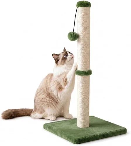 Vista 15 de Dimaka - Poste rascador para gatos de 34 pulgadas de alto, con cuerda de sisal y cubierto con suave felpa suave, rascador vertical