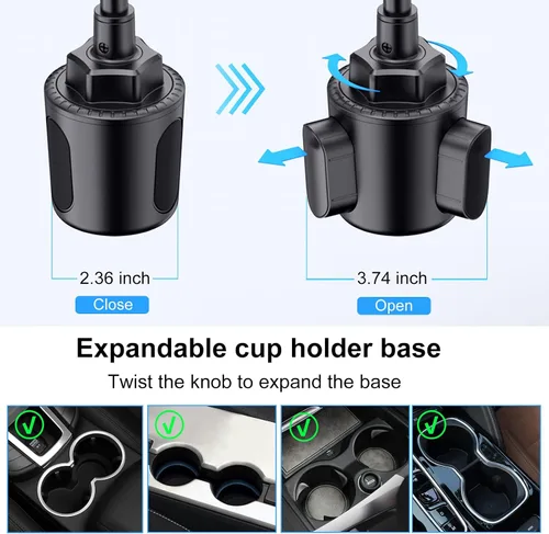Vista 4 de Soporte de teléfono para automóvil, soporte flexible de cuello de cisne para teléfono, soporte ajustable compatible con iPhone 13 Pro Max 12 Pro 11