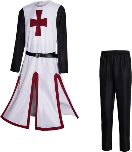Vista 8 de Disfraz de cosplay medieval para hombre, disfraz de Halloween renacentista