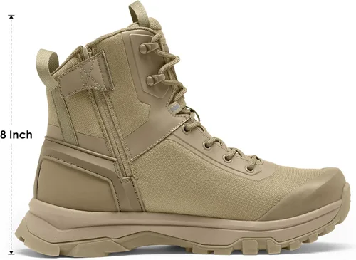 Vista 3 de Coostar Botas tácticas para hombre, ligeras, militares, botas de combate con cremallera lateral, para motocicleta, senderismo, trabajo