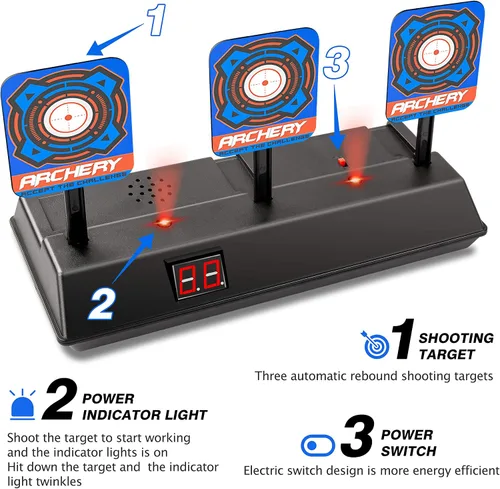 Vista 2 de KKONES - Objetivo de disparo digital con puntuación eléctrica y reinicio automático para pistolas Nerf