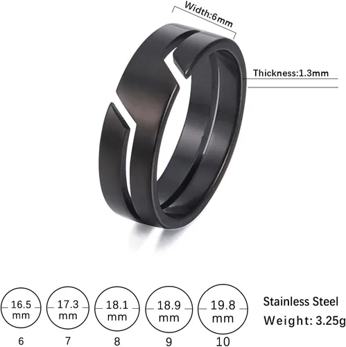 Vista 5 de LIKGREAT Anillos casuales de moda para parejas para hombres y mujeres, anillos de dedo de acero inoxidable, anillos casuales para regalo de parejas