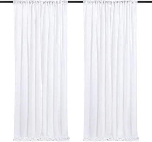 Vista 14 de Cortinas de fondo de lentejuelas con purpurina azul bebé, 2 piezas de 2 x 8 pies, telón de fondo de fiesta de baby shower para niños, hermosas