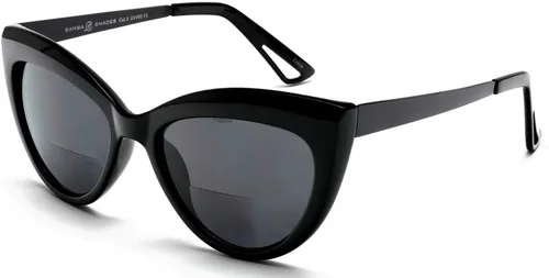 Vista 2 de SAMBA SHADES Gafas de sol de lectura bifocales integradas a la moda, ojo de gato, lentes de sol para lectores de gran tamaño para mujer Negro