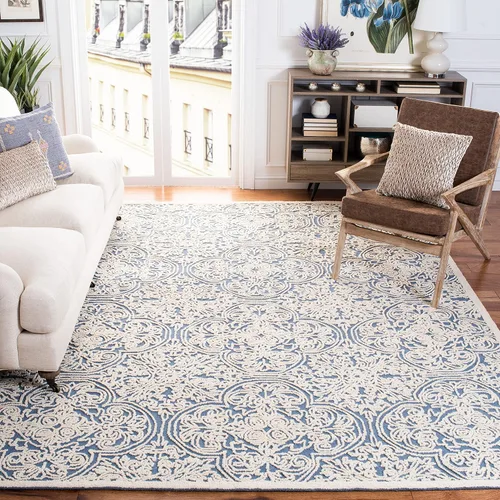 Vista 31 de SAFAVIEH Trace Collection - Alfombra decorativa de 2 x 3 pies, color marfil, lana hecha a mano, ideal para zonas de alto tráfico en entrada, sala