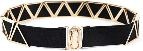 Vista 3 de Cinturón elástico ancho para mujer de metal triángulo para vestidos de señoras cinturones elásticos con hebilla de enclavamiento