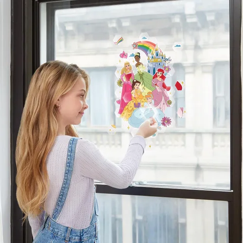 Vista 5 de Make It Real Disney: Mosaico de arte de ventana – Princesa Disney – 70 piezas, rompecabezas reutilizables para ventana, crea una imagen de 9.5 x
