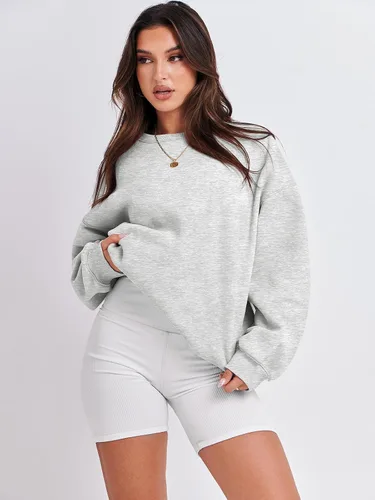 Vista 2 de ANRABESS Sudadera de gran tamaño para mujer, con cuello redondo, estilo Y2K, sudadera con capucha de forro polar, cómoda, camiseta informal, ropa