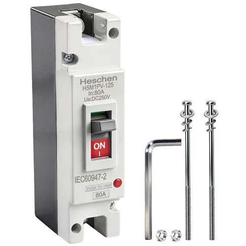 Vista 10 de Heschen 63A DC250V, disyuntor de caja moldeada CC MCCB, 1 polos, HSM1PV-125, disyuntor fotovoltaico, para sistema solar fotovoltaico sistema de red