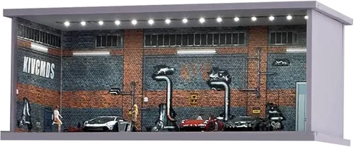 Vista 14 de Vitrina para rueda caliente con luz LED, apilable, mega almacenamiento de garaje para caja de cerillas 1:64 y coches fundidos a presión, diorama