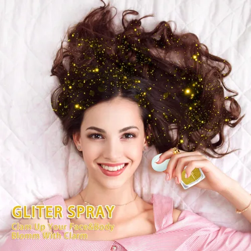 Vista 6 de Etercycle - Pulverizador de purpurina dorada para el cuerpo, polvo en aerosol brillante, polvo de purpurina brillante, maquillaje brillante